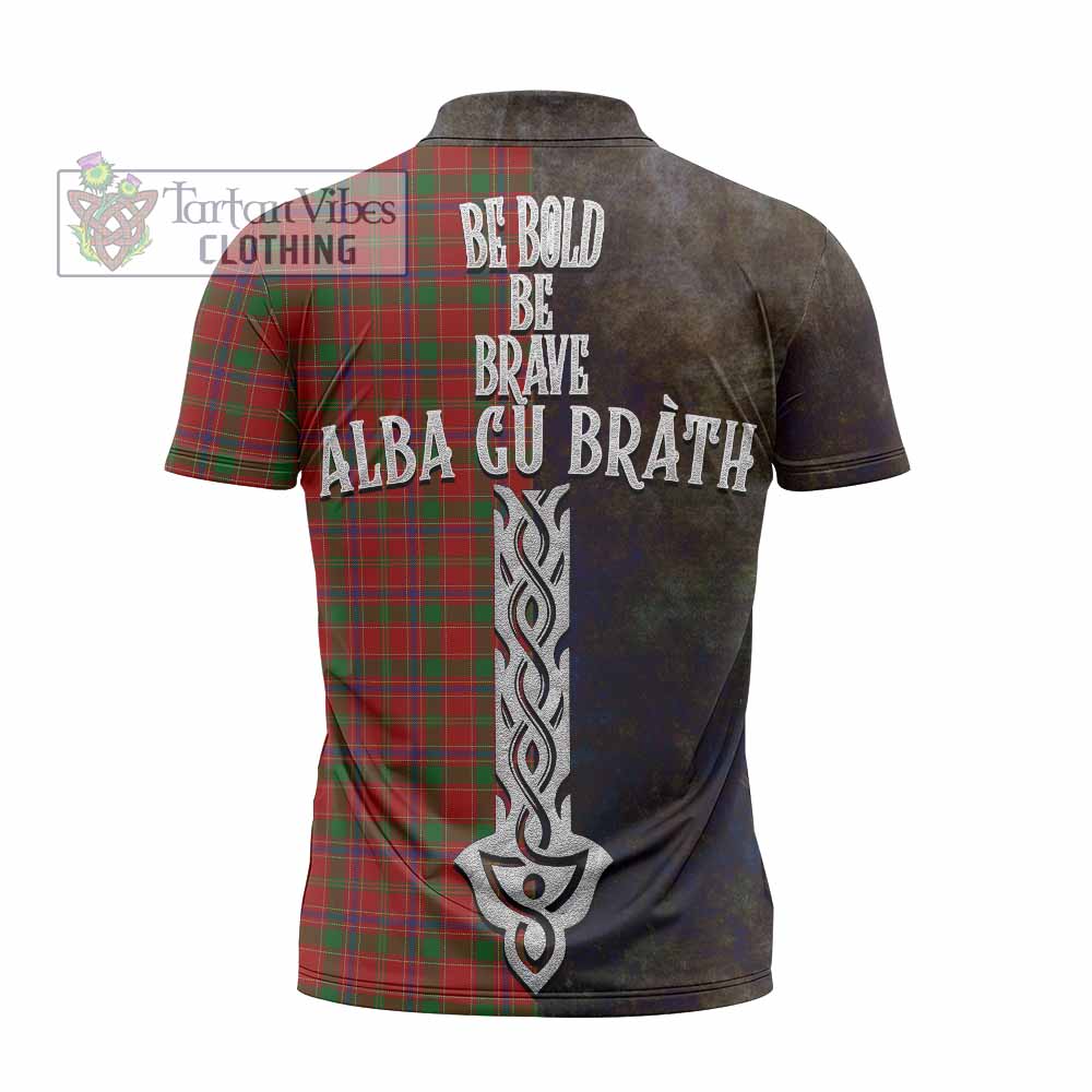 Tartan Vibes Clothing Munro (Monroe) Tartan Family Crest Zipper Polo Shirt Alba Gu Brath Be Brave Lion Ancient Style