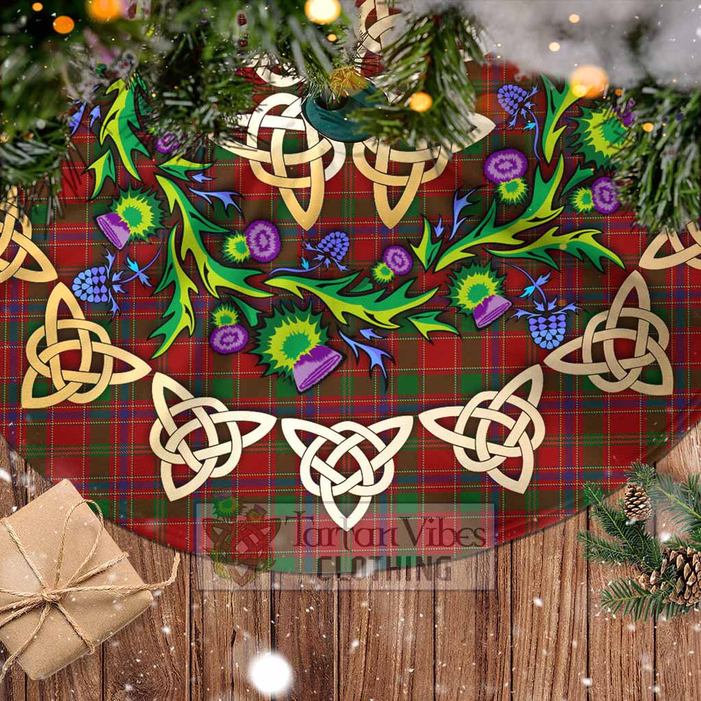 Tartan Vibes Clothing Munro (Monroe) Tartan Christmas Tree Skirt with Thistle Celtic Knot Style