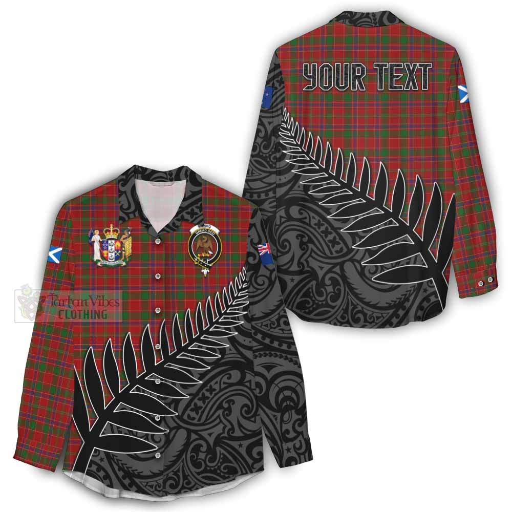 Tartan Vibes Clothing Munro (Monroe) Crest Tartan Women's Casual Shirt with New Zealand Silver Fern Half Style