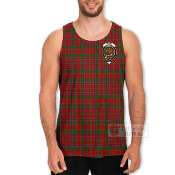 Tartan Vibes Clothing Munro (Monroe) Tartan Men's Tank Top with Family Crest and Bearded Skull Holding Bottles of Whiskey
