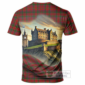 Munro (Monroe) Tartan Family Crest T-Shirt with Scottish Ancient Castle Style