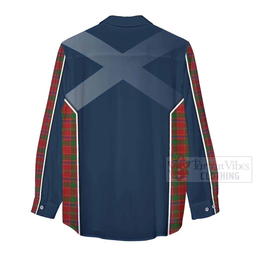 Tartan Vibes Clothing Munro (Monroe) Tartan Women's Casual Shirt with Family Crest and Scottish Thistle Vibes Sport Style