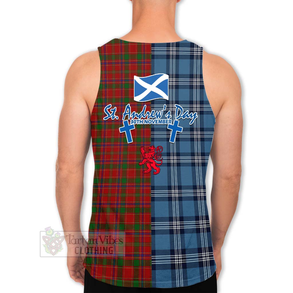 Tartan Vibes Clothing Munro (Monroe) Tartan Men's Tank Top Happy St. Andrew's Day Half Tartan Style