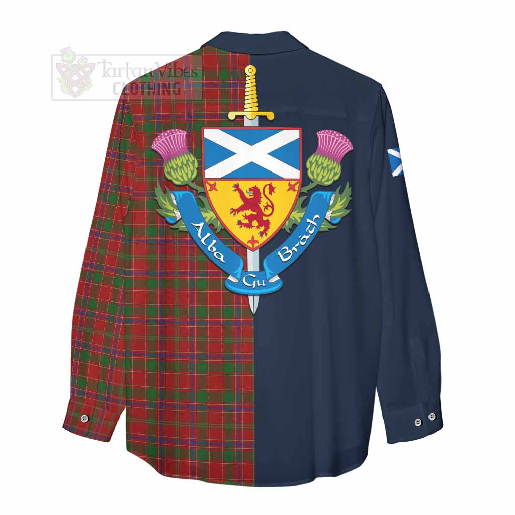 Tartan Vibes Clothing Munro (Monroe) Tartan Women's Casual Shirt Alba with Scottish Lion Royal Arm Half Style