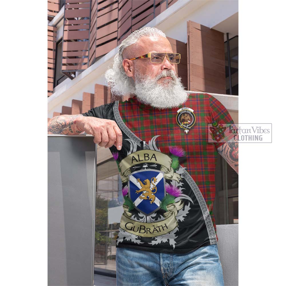 Tartan Vibes Clothing Munro (Monroe) Tartan Family Crest Cotton T-shirt Lion Rampant Royal Thistle Shield Celtic Inspired