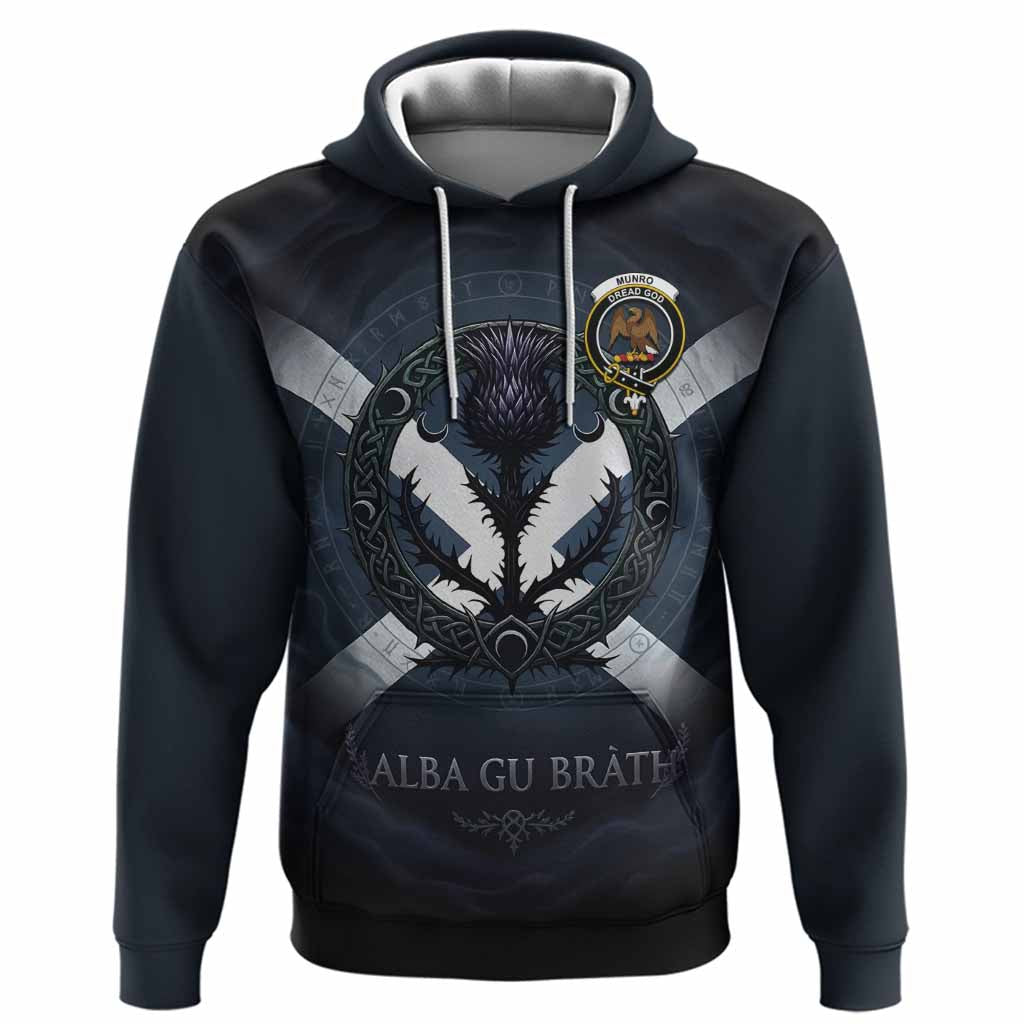 Munro (Monroe) Clan Crest Hoodie with Celtic Knot Thistle and Saltire
