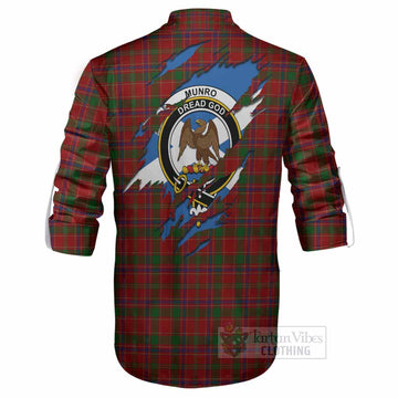 Munro (Monroe) Clan Crest In Me Tartan Ghillie Shirt Scotland Flag Style