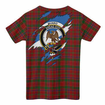 Munro (Monroe) Clan Crest In Me Tartan Kid T-shirt Scotland Flag Style