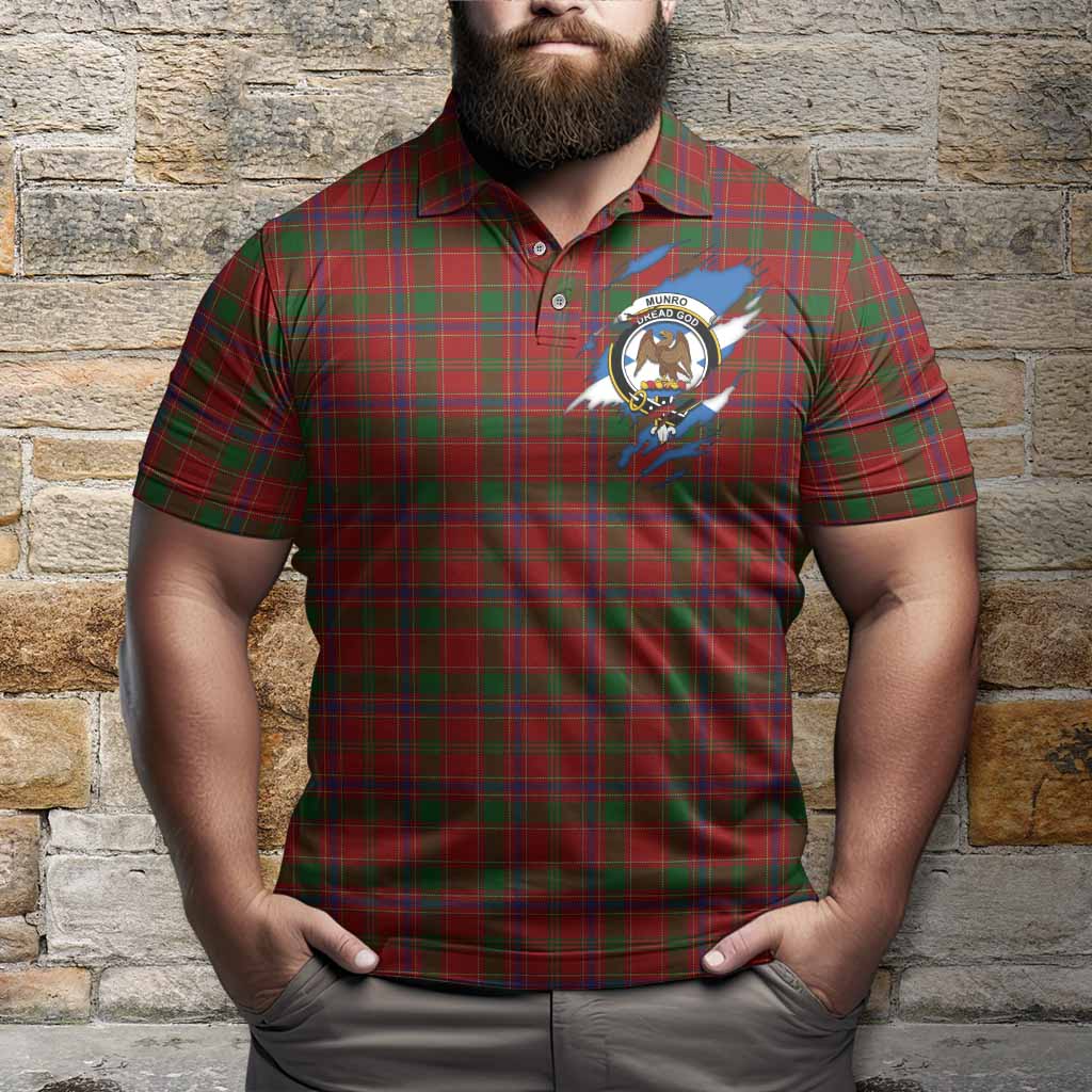 Munro (Monroe) Clan Crest In Me Tartan Polo Shirt Scotland Flag Style