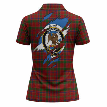 Munro (Monroe) Clan Crest In Me Tartan Women Polo Shirt Scotland Flag Style