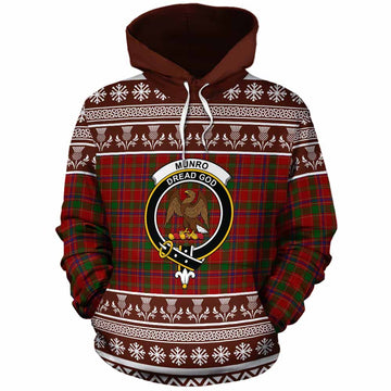 Munro (Monroe) Clan Tartan Christmas Cotton Hoodie with Family Crest