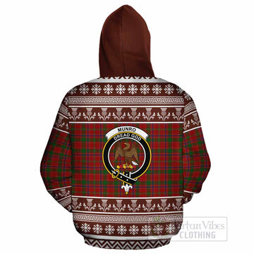 Munro (Monroe) Clan Tartan Christmas Cotton Hoodie with Family Crest