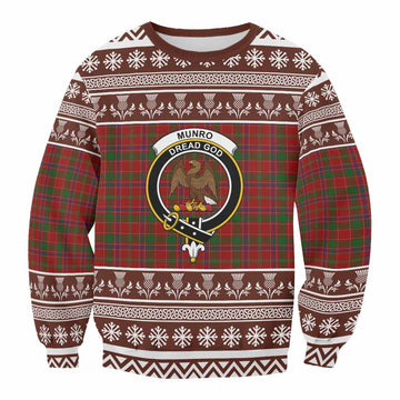 Munro (Monroe) Clan Tartan Christmas Sweatshirt with Family Crest
