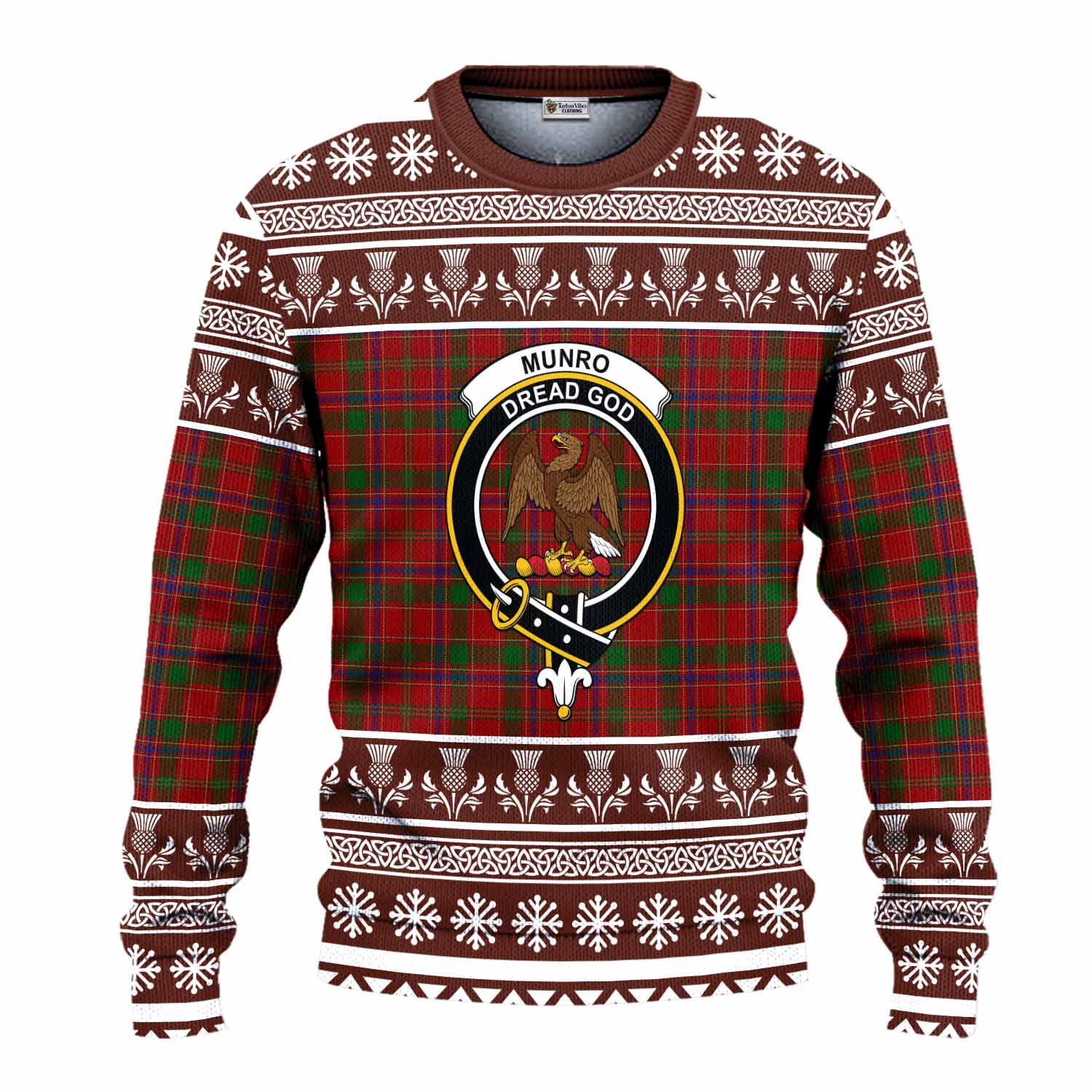 Munro (Monroe) Clan Tartan Christmas Ugly Sweater with Family Crest - Tartan Vibes Clothing