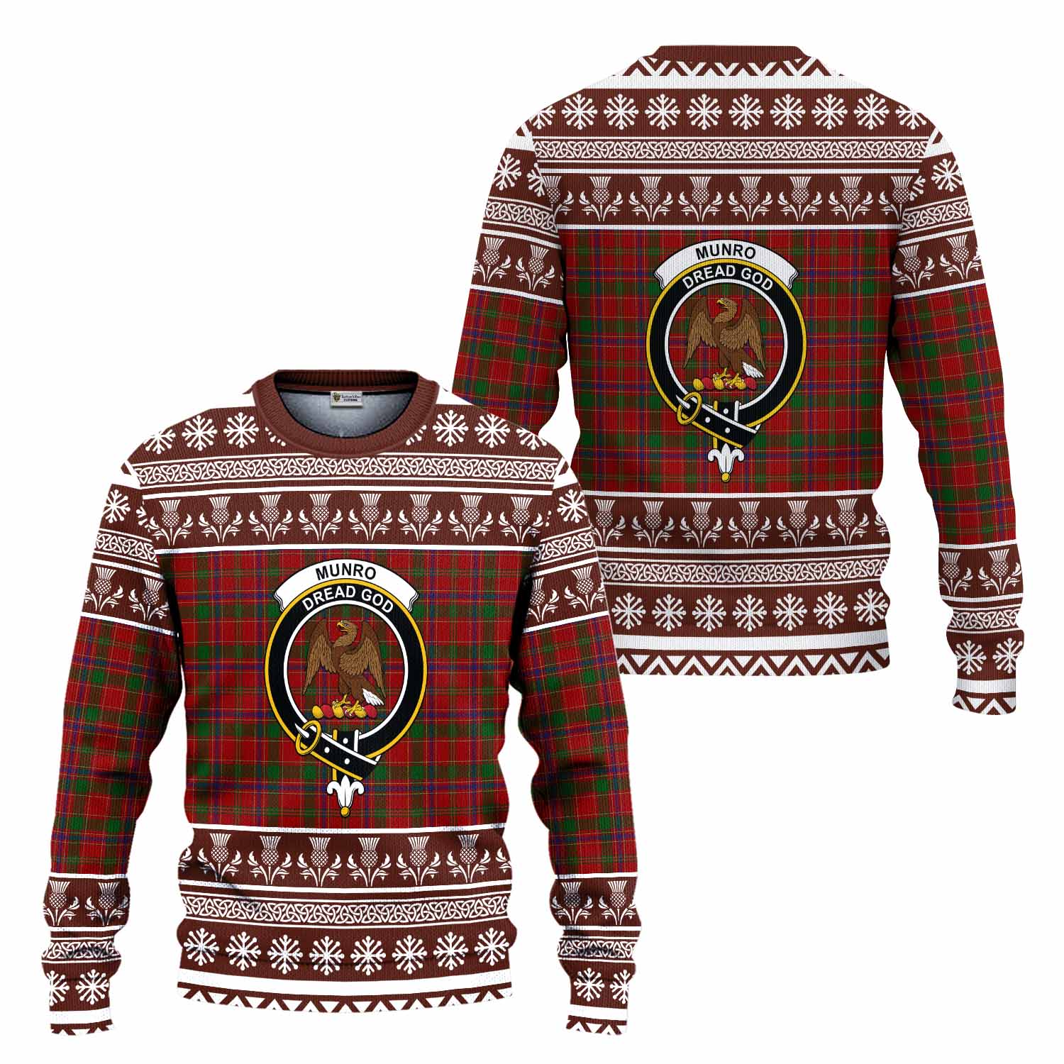 Munro (Monroe) Clan Tartan Christmas Ugly Sweater with Family Crest - Tartan Vibes Clothing