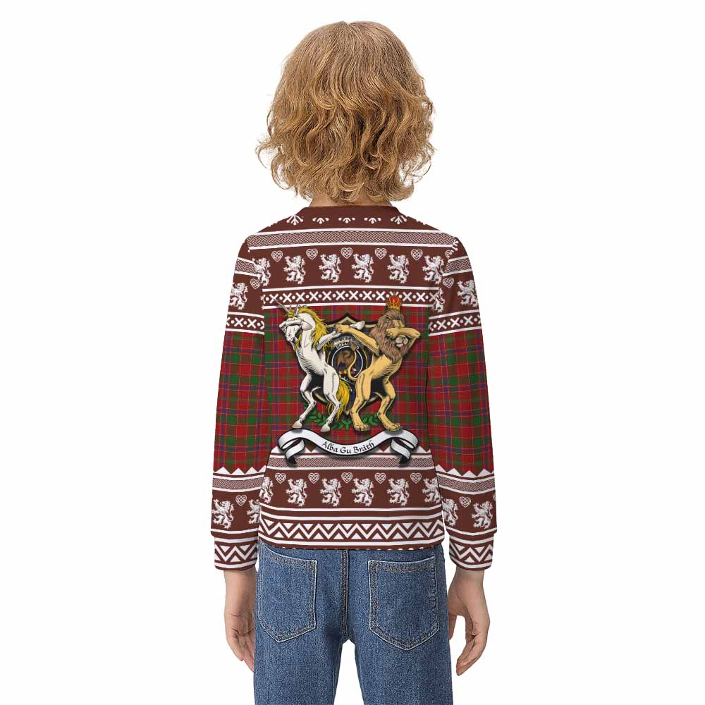 Munro (Monroe) Clan Tartan Crest Christmas Kid Ugly Sweatshirt Coat of Arms Funny Style - Tartan Vibes Clothing