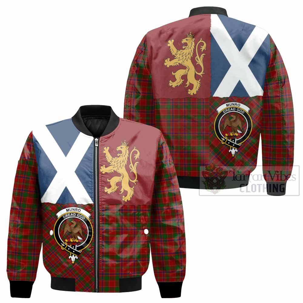 Munro (Monroe) Crest Tartan Bomber Jacket with Lion Rampant Saltire Style