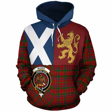 Munro (Monroe) Crest Tartan Cotton Hoodie with Lion Rampant Saltire Style