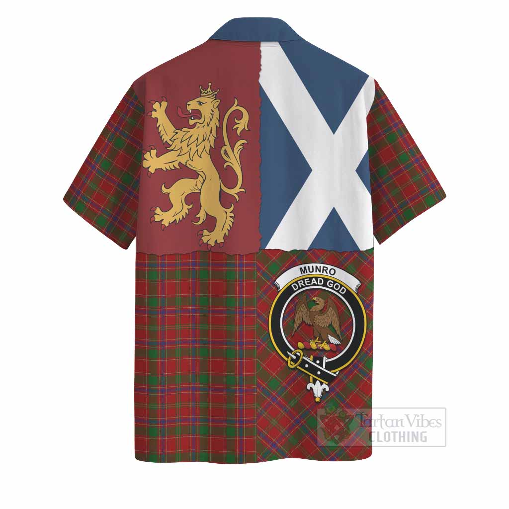 Munro (Monroe) Crest Tartan Hawaiian Shirt with Lion Rampant Saltire Style
