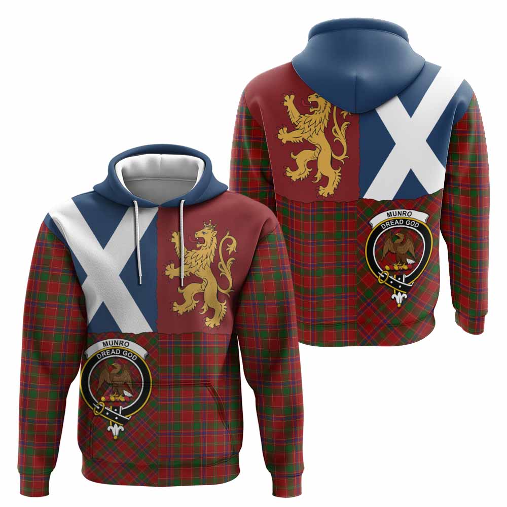 Munro (Monroe) Crest Tartan Hoodie with Lion Rampant Saltire Style