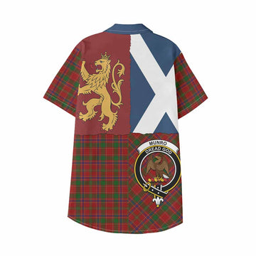 Munro (Monroe) Crest Tartan Kid Hawaiian Shirt with Lion Rampant Saltire Style