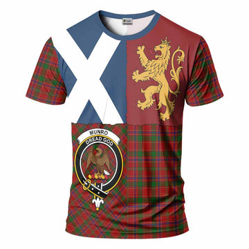 Munro (Monroe) Crest Tartan T-Shirt with Lion Rampant Saltire Style