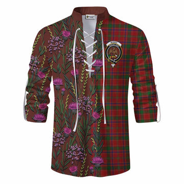 Munro (Monroe) Family Crest Tartan Ghillie Shirt Scottish Thistle Flower Pattern Half Style