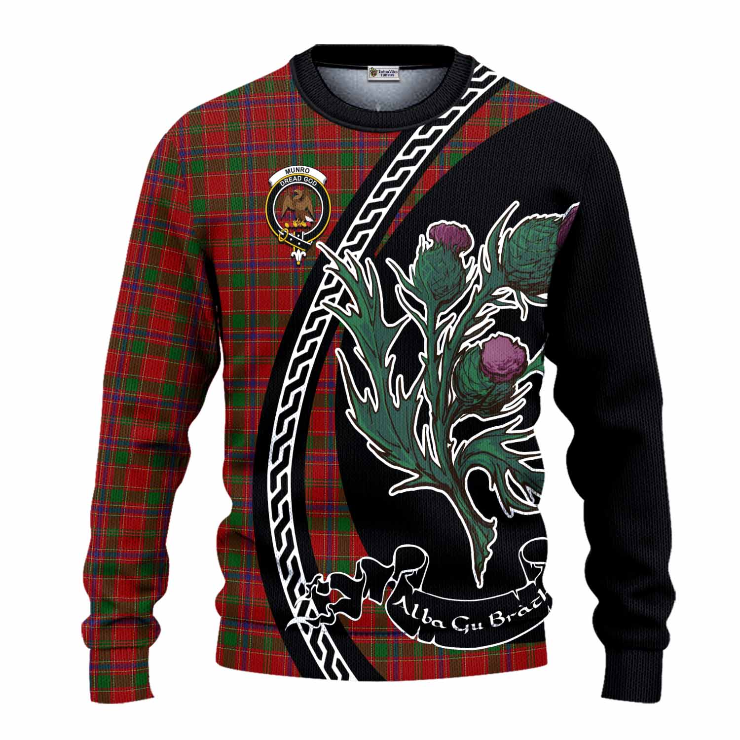 Munro (Monroe) Family Crest Tartan Knitted Sweater Alba Thistle Inspired - Tartan Vibes Clothing