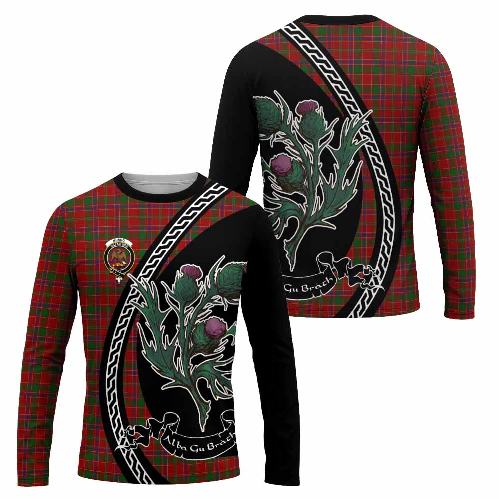 Munro (Monroe) Family Crest Tartan Long Sleeve T-Shirt Alba Thistle Inspired - Tartan Vibes Clothing