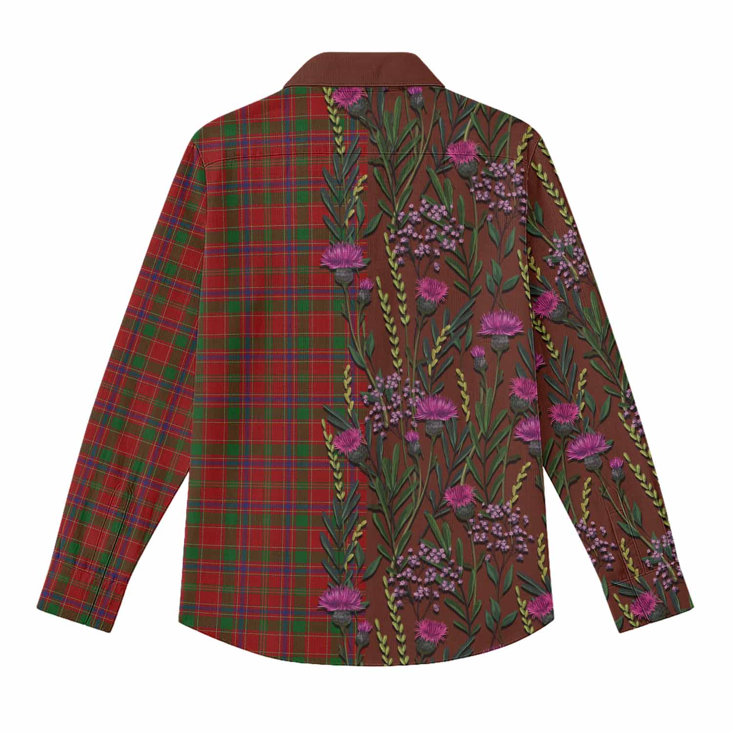 Munro (Monroe) Family Crest Tartan Women Casual Shirt Scottish Thistle Flower Pattern Half Style - Tartan Vibes Clothing