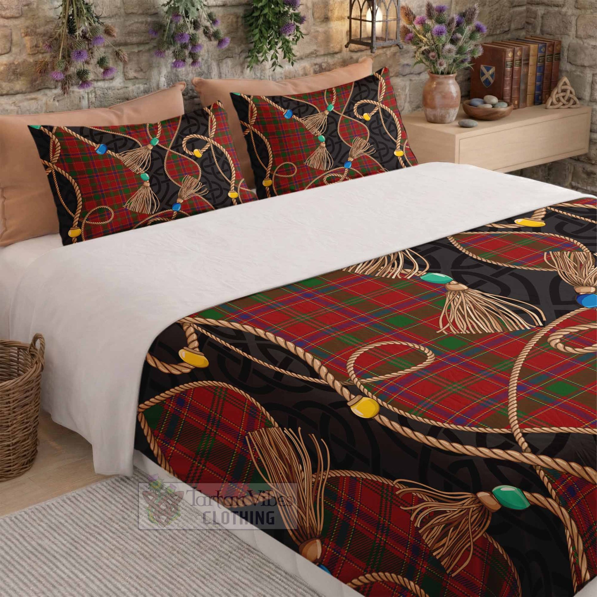 Munro (Monroe) Scottish Tartan Twisted Ropes Stylized Bedding Set - Tartan Vibes Clothing