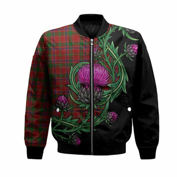 Munro (Monroe) Tartan Bomber Jacket Resilient Scottish Thistle Unisex Black - Tartan Vibes Clothing