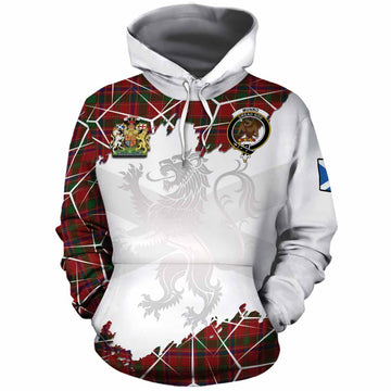 Munro (Monroe) Tartan Cotton Hoodie with Family Crest and Lion Rampant Grunge Style