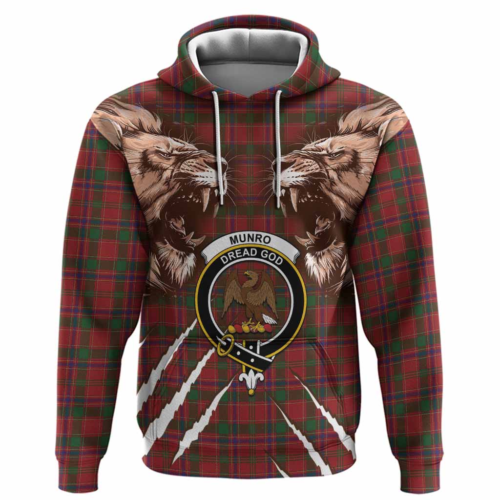 Munro (Monroe) Tartan Crest Hoodie Ferocious Lion Style