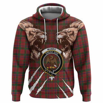 Munro (Monroe) Tartan Crest Hoodie Ferocious Lion Style