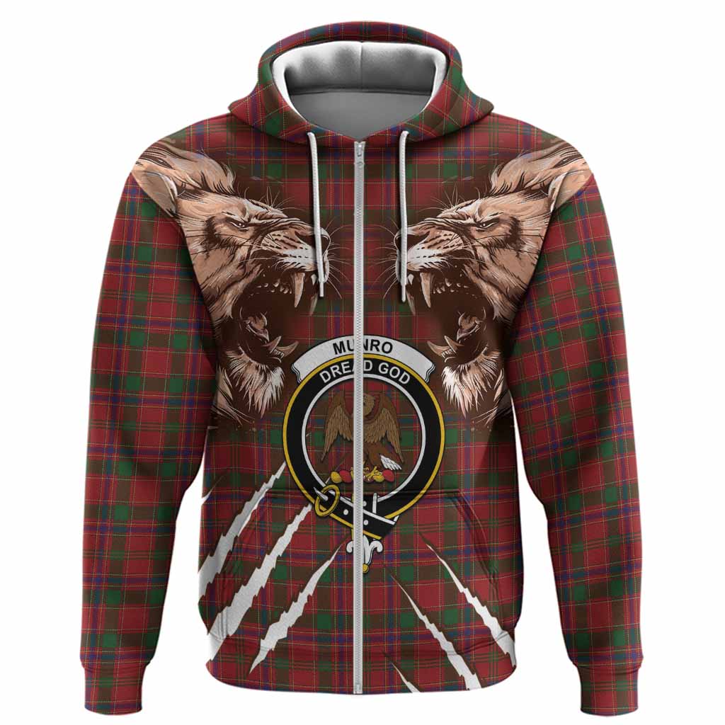 Munro (Monroe) Tartan Crest Hoodie Ferocious Lion Style