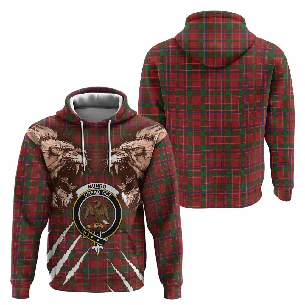 Munro (Monroe) Tartan Crest Hoodie Ferocious Lion Style