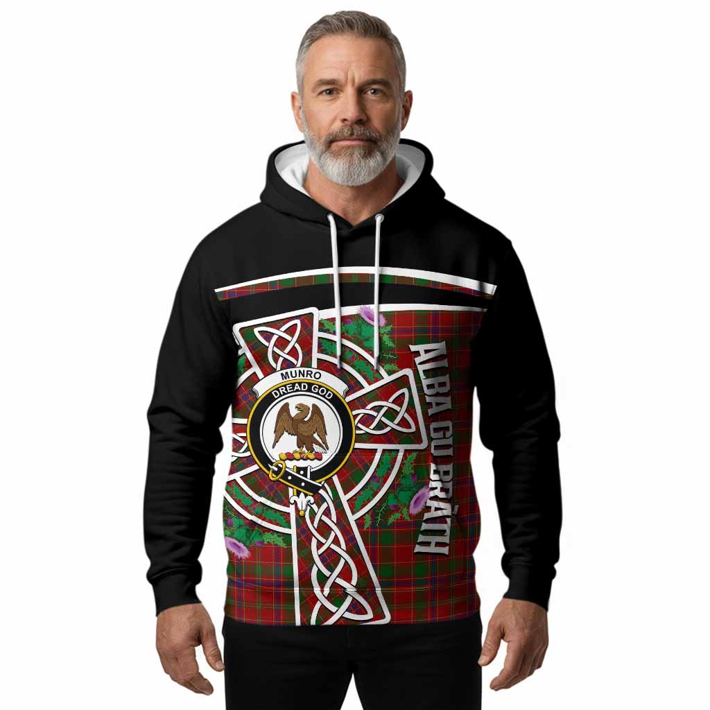 Munro (Monroe) Tartan Crest Hoodie Scottish Thistle Celtic Cross Alba Gu Brath