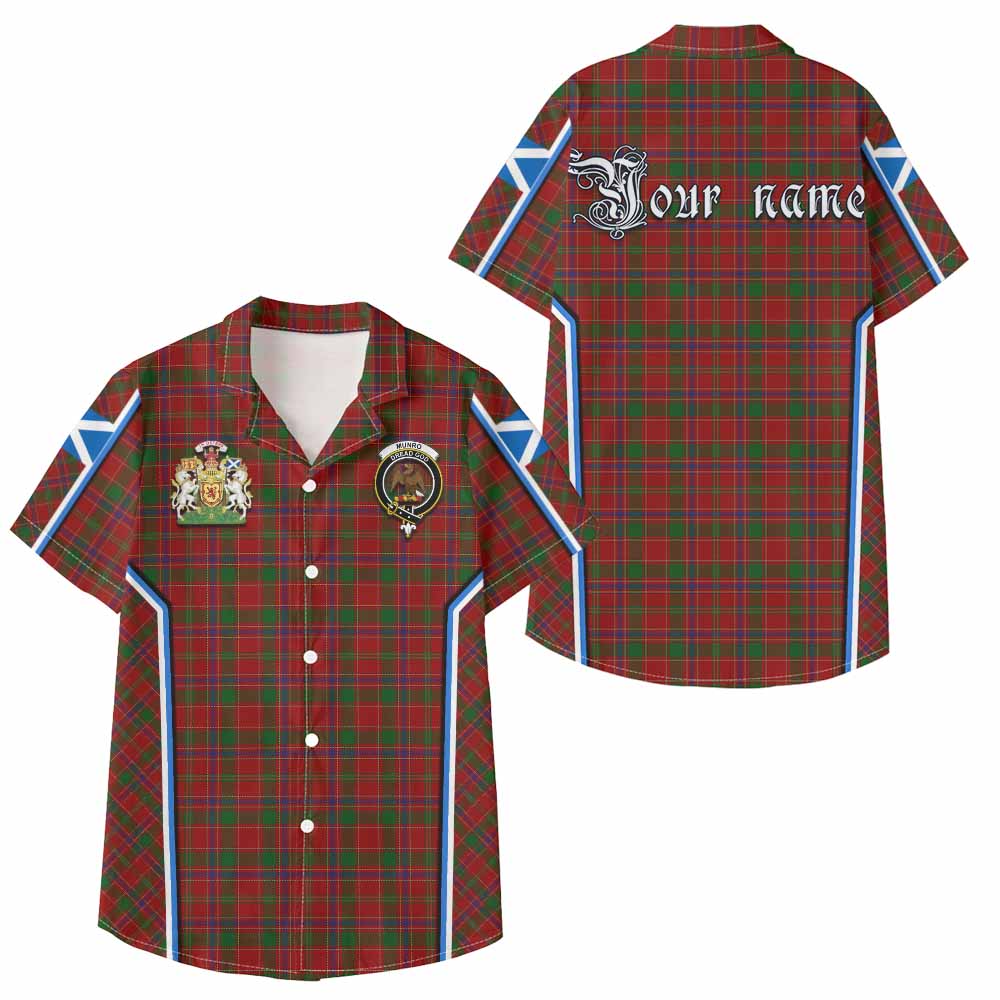 Munro (Monroe) Tartan Crest Kid Hawaiian Shirt Scotland Coat of Arm Flag Style - Tartan Vibes Clothing