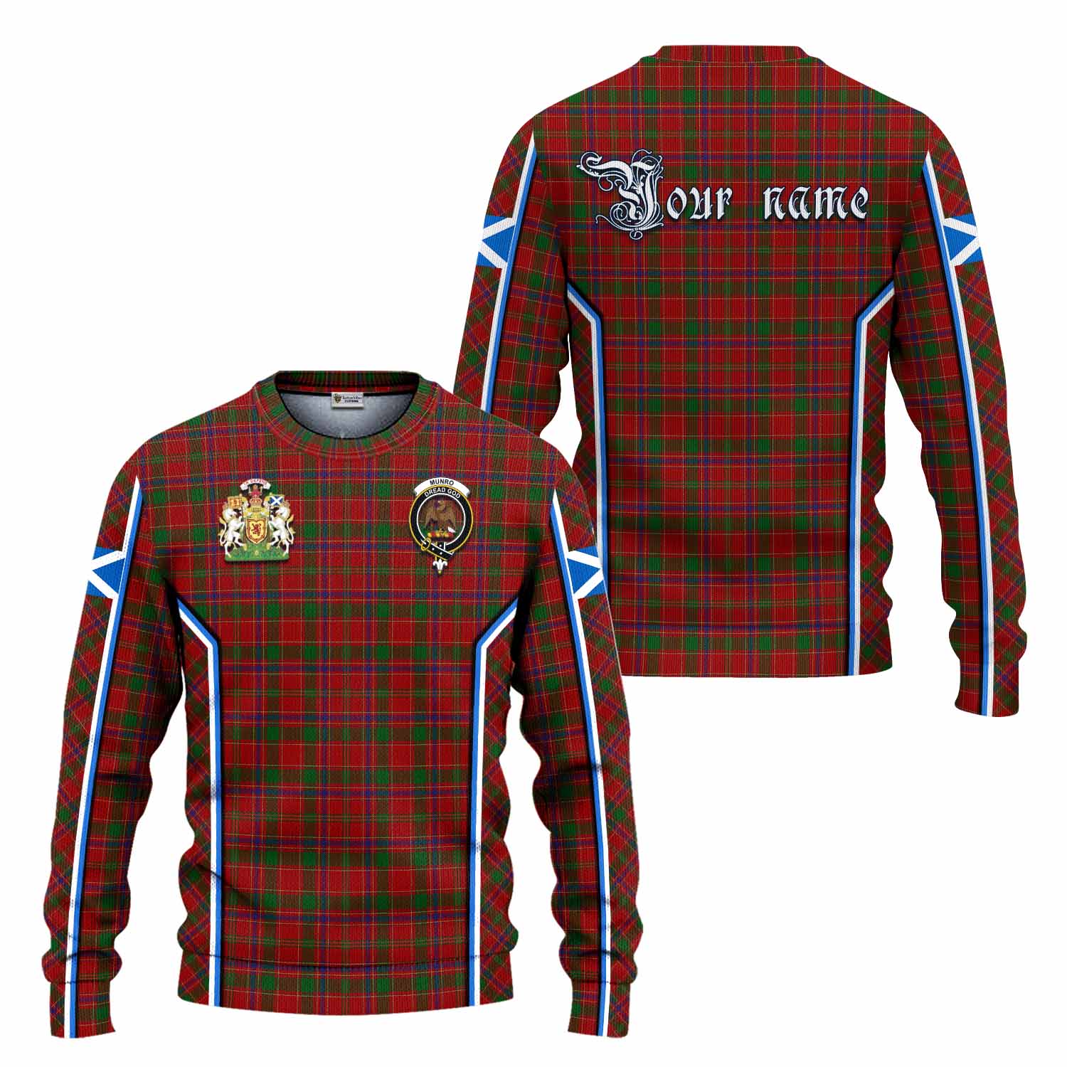 Munro (Monroe) Tartan Crest Knitted Sweater Scotland Coat of Arm Flag Style - Tartan Vibes Clothing