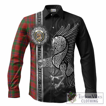 Munro (Monroe) Tartan Crest Long Sleeve Button Shirts Norse Mythology Viking Odin Crow Tattoo