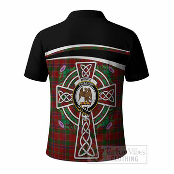 Munro (Monroe) Tartan Crest Polo Shirt Scottish Thistle Celtic Cross Alba Gu Brath