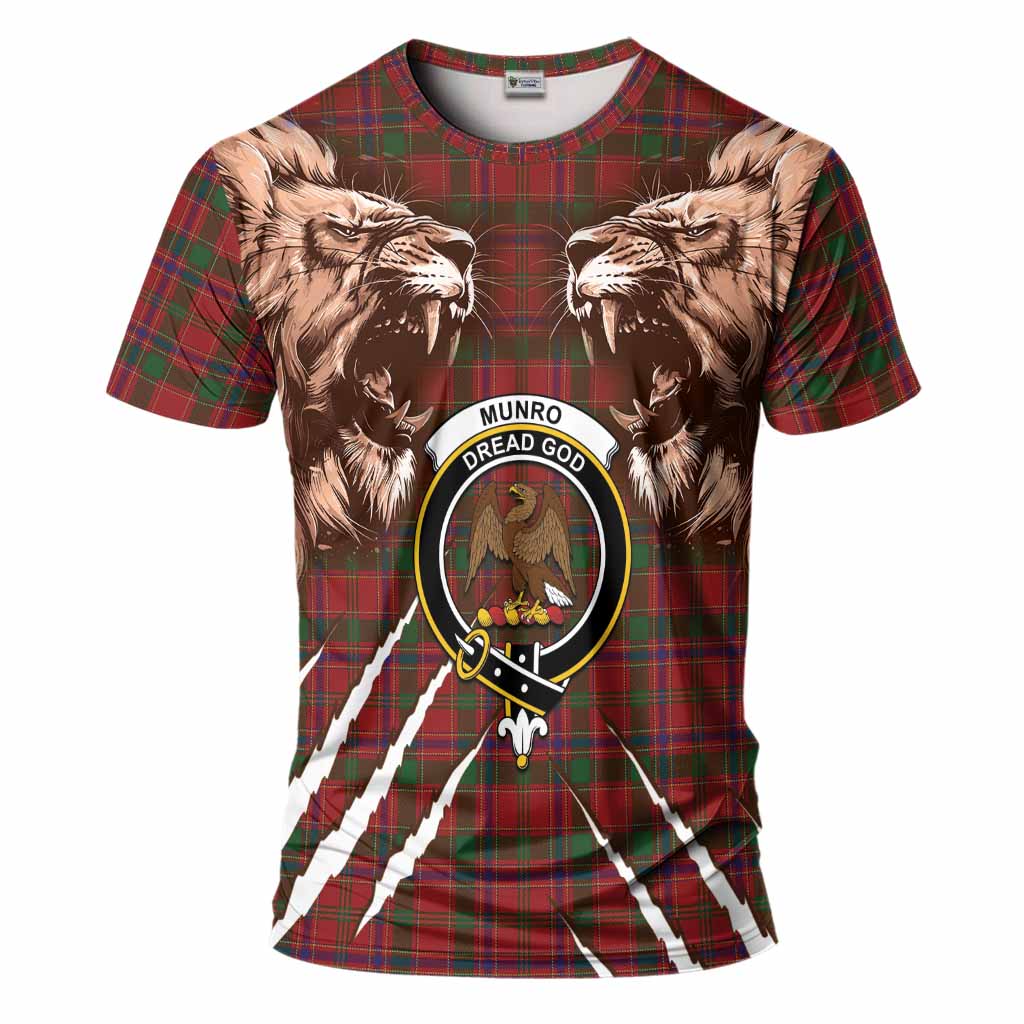 Munro (Monroe) Tartan Crest T-Shirt Ferocious Lion Style