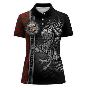 Munro (Monroe) Tartan Crest Women Polo Shirt Norse Mythology Viking Odin Crow Tattoo