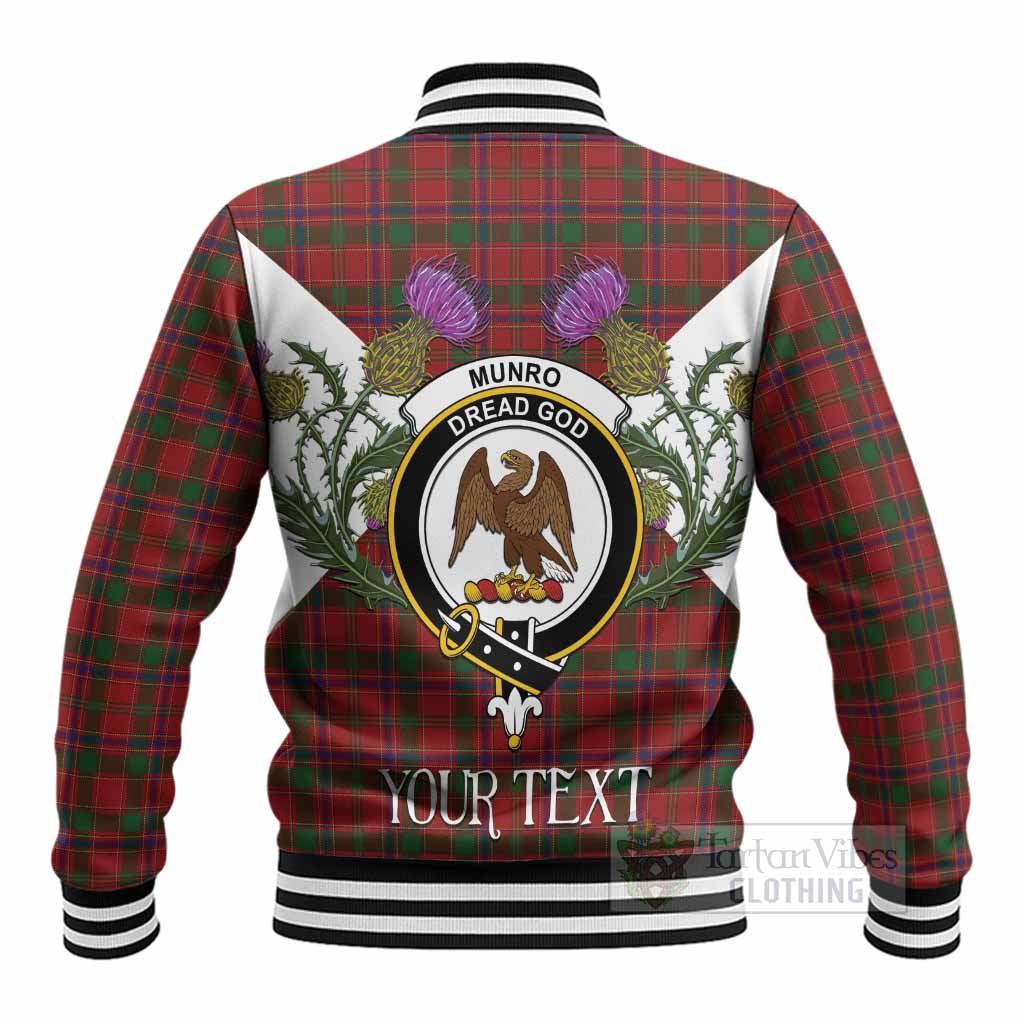 Munro (Monroe) Tartan Family Crest Baseball Jacket Scottish Burns Night Thistle Floral