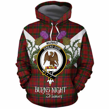 Munro (Monroe) Tartan Family Crest Cotton Hoodie Scottish Burns Night Thistle Floral