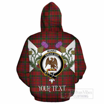 Munro (Monroe) Tartan Family Crest Cotton Hoodie Scottish Burns Night Thistle Floral