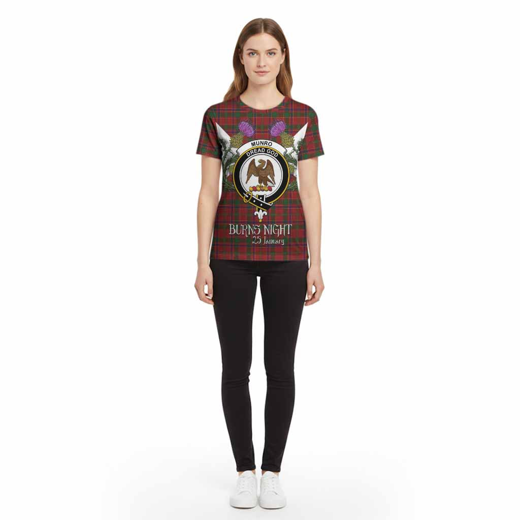 Munro (Monroe) Tartan Family Crest Cotton T-shirt Scottish Burns Night Thistle Floral