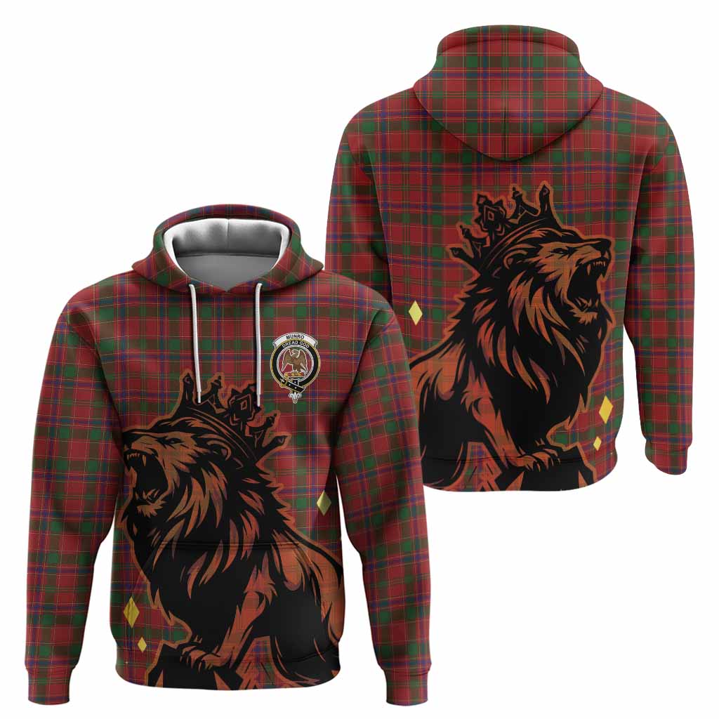 Munro (Monroe) Tartan Family Crest Hoodie Crowned Lion Roaring
