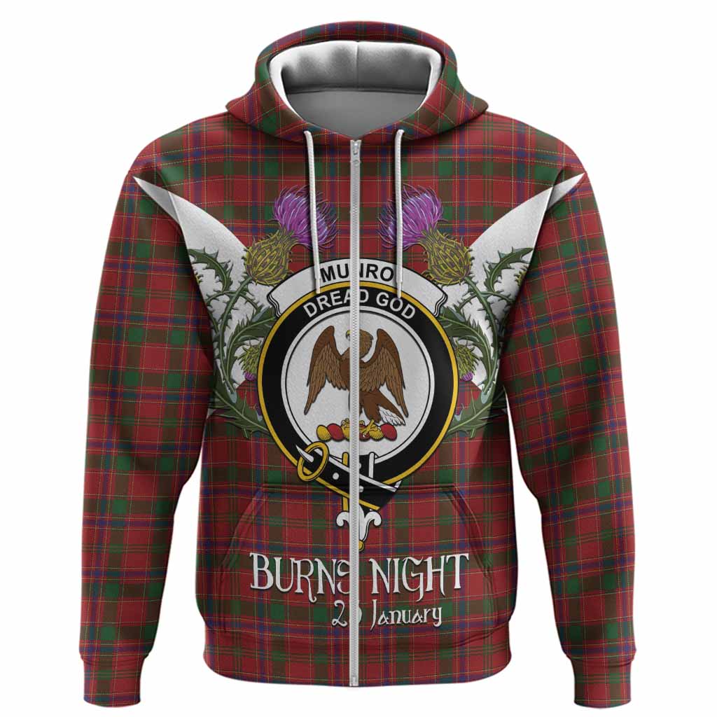 Munro (Monroe) Tartan Family Crest Hoodie Scottish Burns Night Thistle Floral